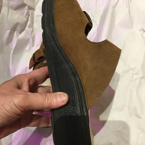 Italian suede double buckle slide sandals 38 nice comfy shoes - Picture 5 of 10